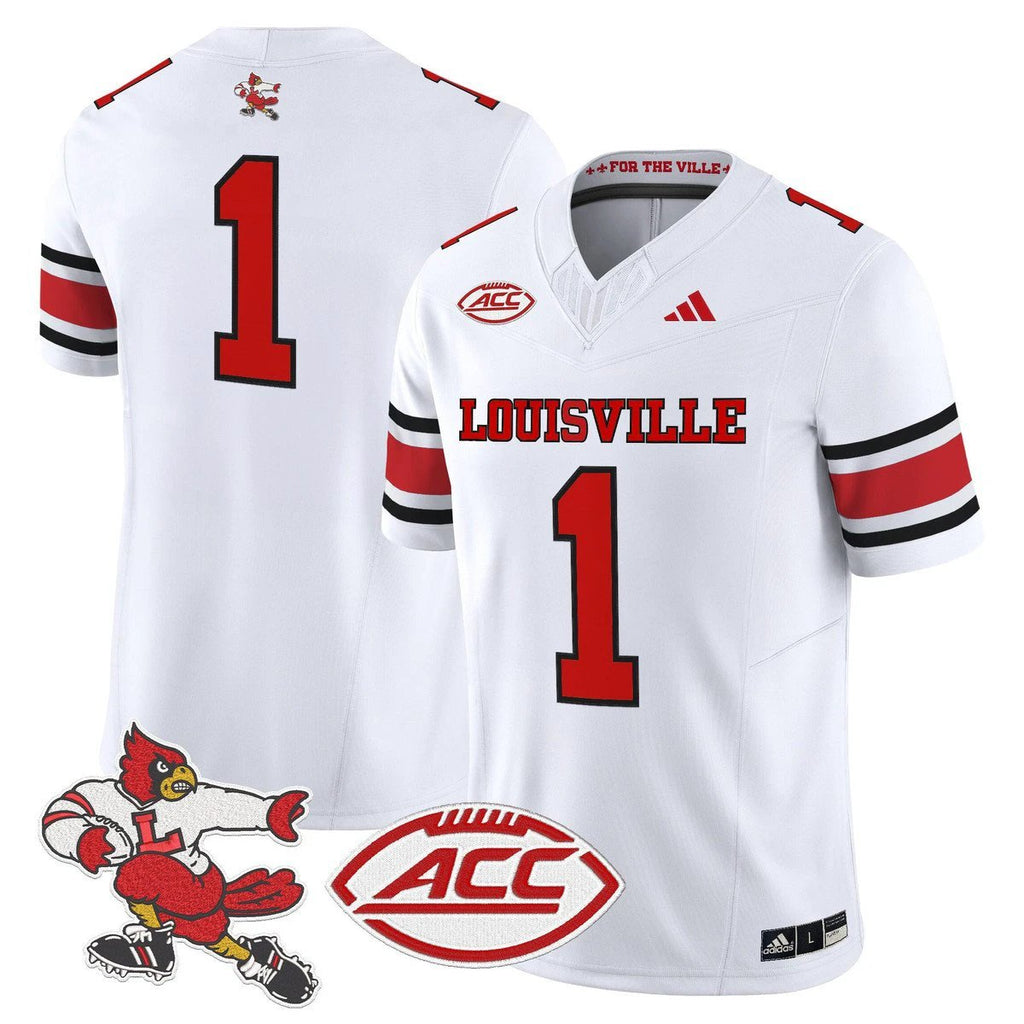 Team Jersey #1 Louisville Cardinals 1980s Throwback Limited Stitched White by My Store NCAA Football Jerseys