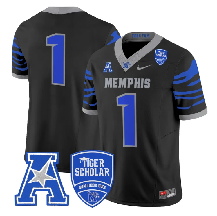 Team Jersey #1 Memphis Tigers 2025 Vapor Limited Stitched Black by My Store NCAA Football Jerseys