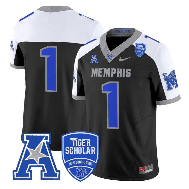 Team Jersey #1 Memphis Tigers 2025 Vapor Limited Stitched Black Alter by My Store NCAA Football Jerseys