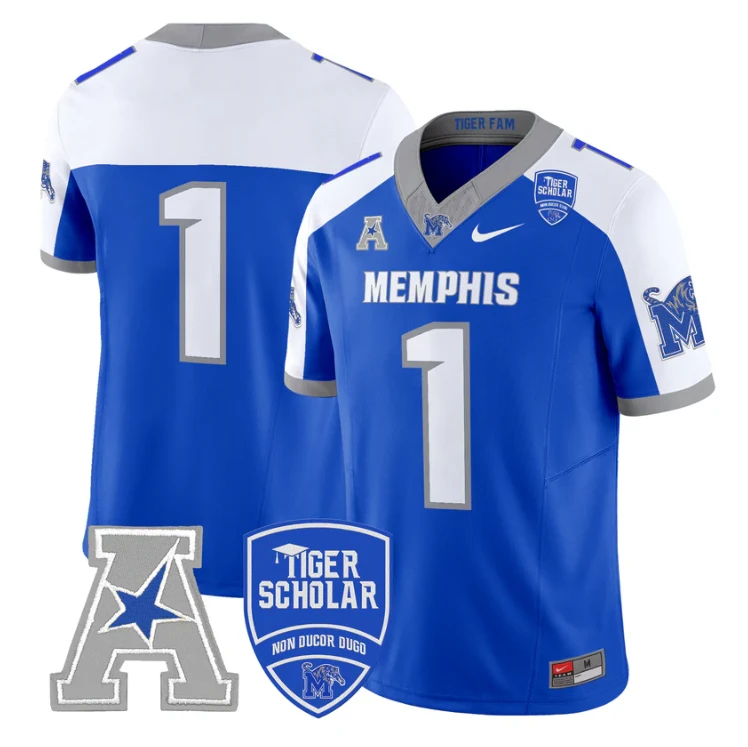 Team Jersey #1 Memphis Tigers 2025 Vapor Limited Stitched Royal Alter by My Store NCAA Football Jerseys