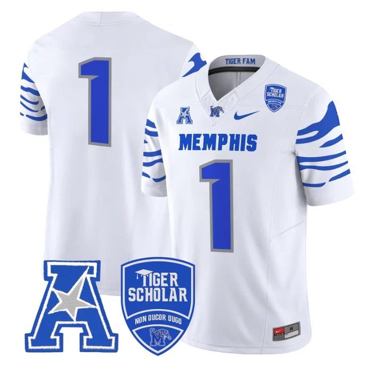 Team Jersey #1 Memphis Tigers 2025 Vapor Limited Stitched White by My Store NCAA Football Jerseys