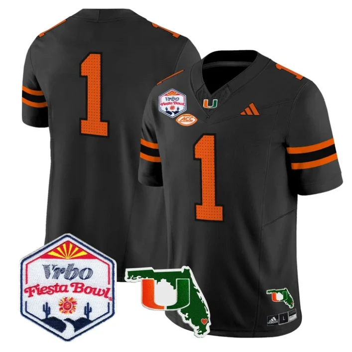 Team Jersey #1 Miami Hurricanes 2026 Fiesta Bowl Florida Stitched Black by My Store NCAA Football Jerseys
