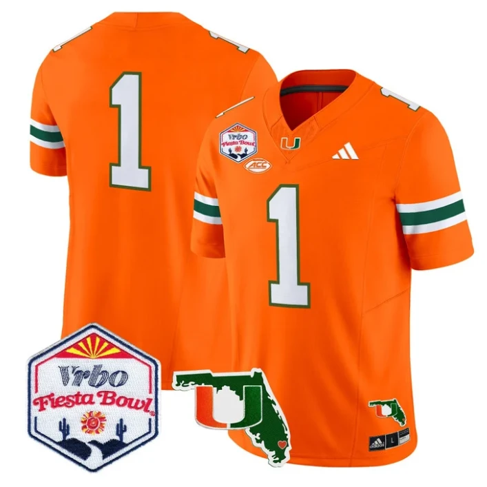 Team Jersey #1 Miami Hurricanes 2026 Fiesta Bowl Florida Stitched Orange by My Store NCAA Football Jerseys