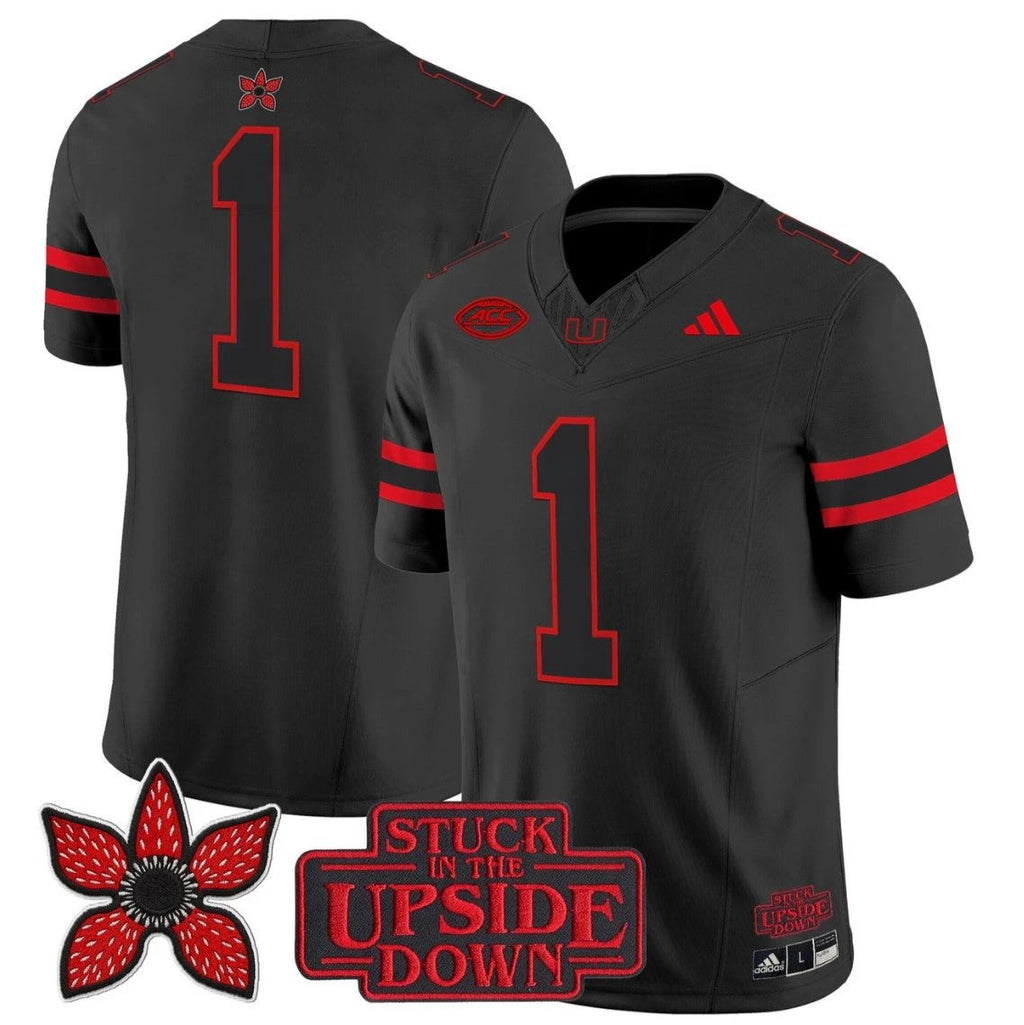 Team Jersey #1 Miami Hurricanes Stranger Things Edition Vapor Limited Stitched by My Store NCAA Football Jerseys