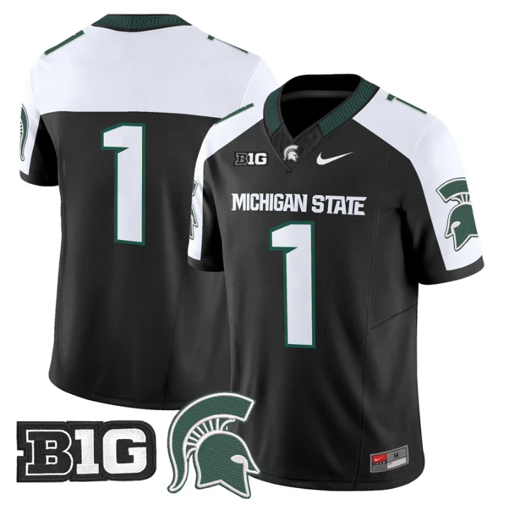 Team Jersey #1 Michigan State Spartans 2025 Vapor Limited Stitched Black Alter by My Store NCAA Football Jerseys