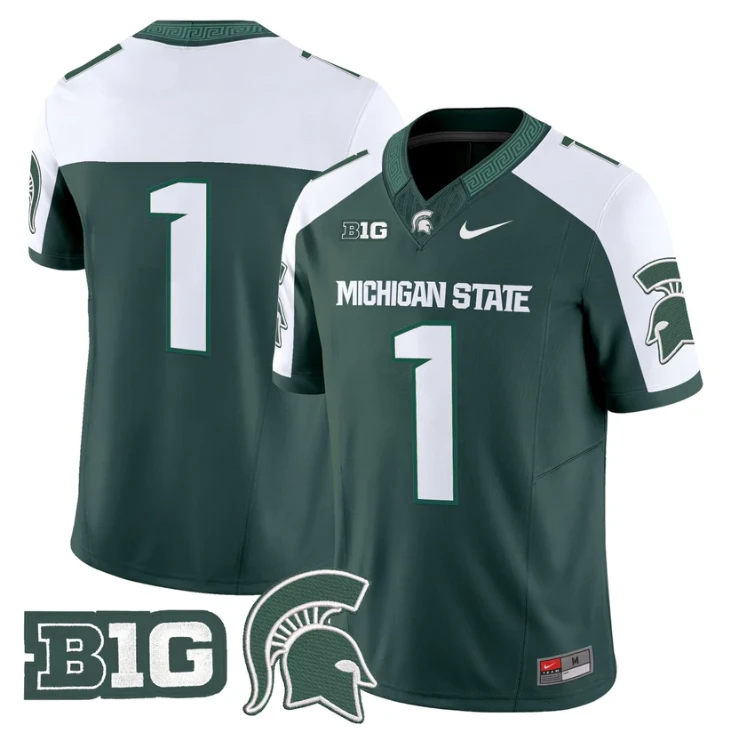 Team Jersey #1 Michigan State Spartans 2025 Vapor Limited Stitched Green Alter by My Store NCAA Football Jerseys