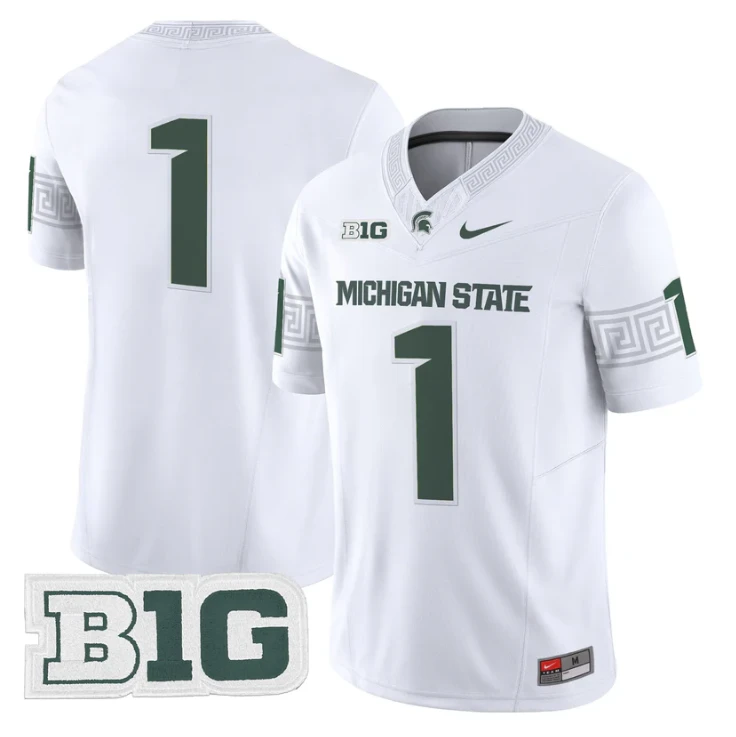 Team Jersey #1 Michigan State Spartans 2025 Vapor Limited Stitched White by My Store NCAA Football Jerseys