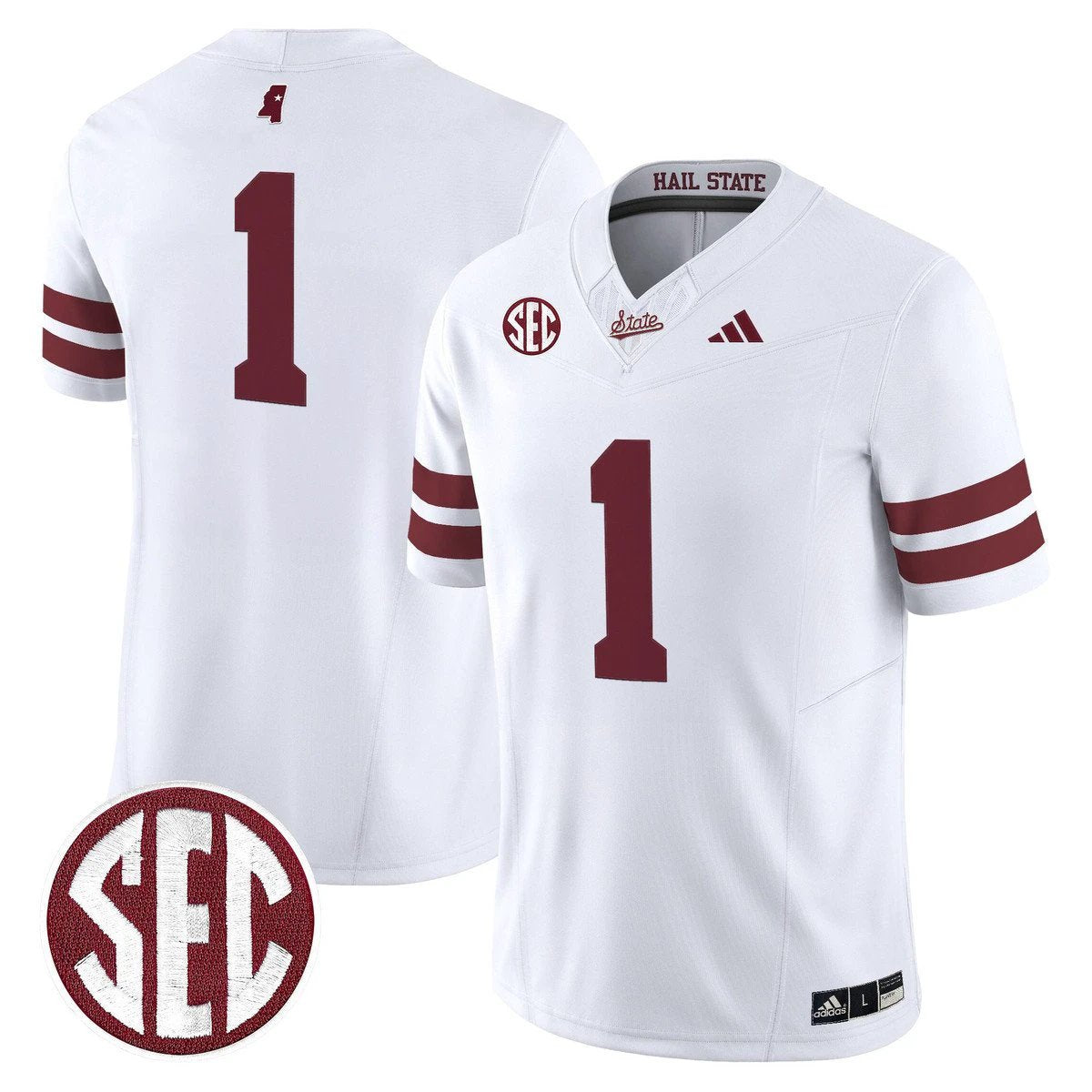 Team Jersey #1 Mississippi State Bulldogs Dark Mode Stitched White by My Store NCAA Football Jerseys
