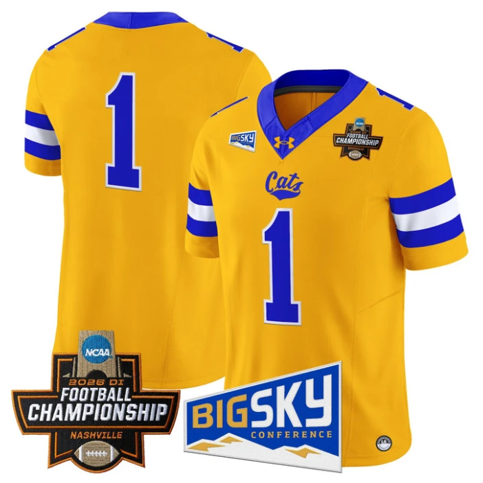 Team Jersey #1 Montana State Bobcats 2026 Football Championship Stitched Gold by My Store NCAA Football Jerseys