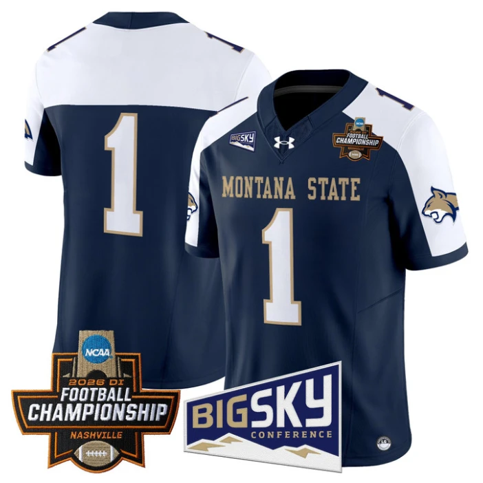 Team Jersey #1 Montana State Bobcats 2026 Football Championship Stitched Navy Alternate by My Store NCAA Football Jerseys