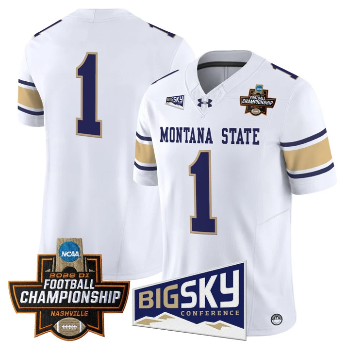 Team Jersey #1 Montana State Bobcats 2026 Football Championship Stitched White by My Store NCAA Football Jerseys