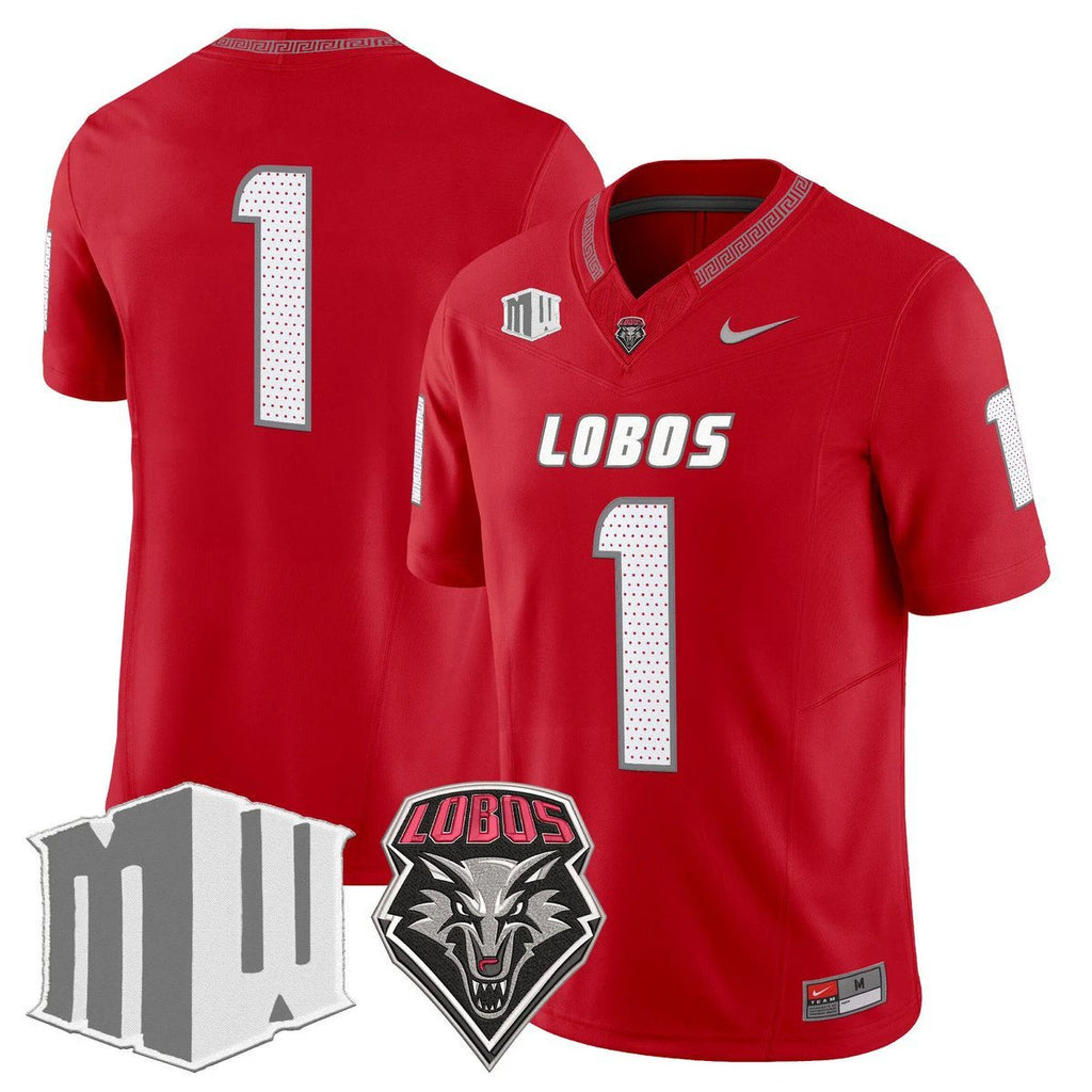 Team Jersey #1 New Mexico Lobos 2025 Vapor Limited Stitched Red by My Store NCAA Football Jerseys