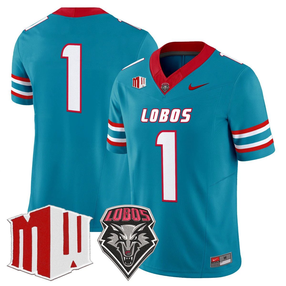 Team Jersey #1 New Mexico Lobos 2025 Vapor Limited Stitched Turquoise by My Store NCAA Football Jerseys
