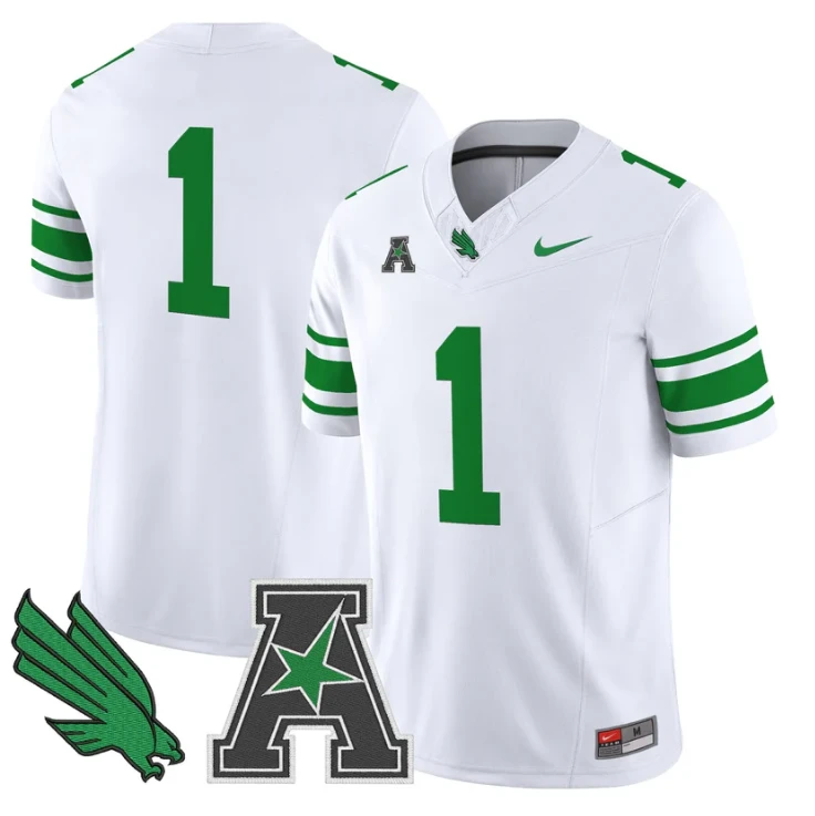 Team Jersey #1 North Texas Mean Green 2025 Vapor Limited Stitched White by My Store NCAA Football Jerseys