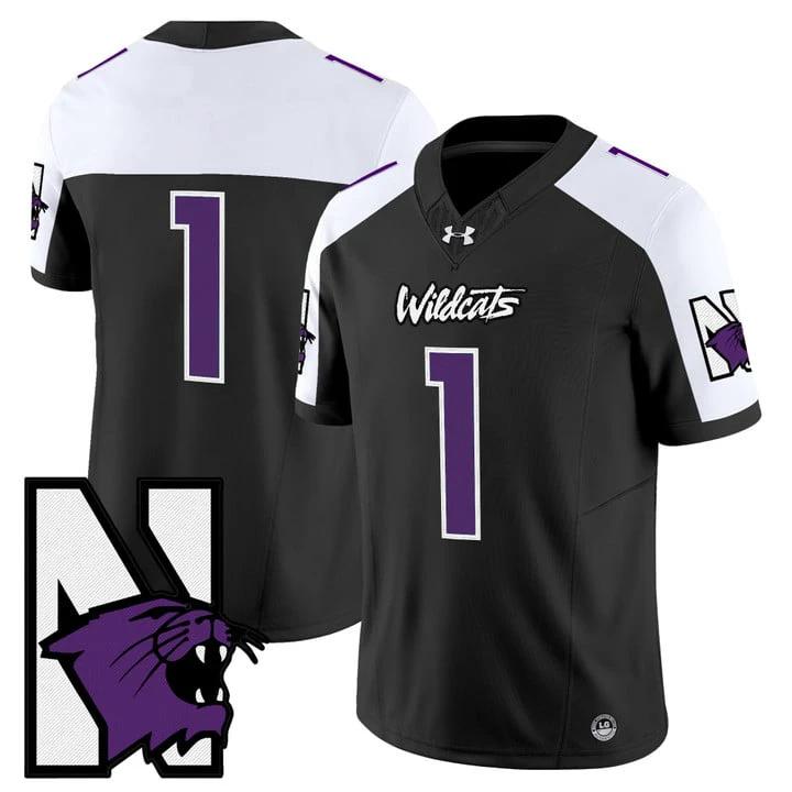 Team Jersey #1 Northwestern Wildcats Honoring 95 Vapor Stitched Black Alternate by NCAA Football Jersey