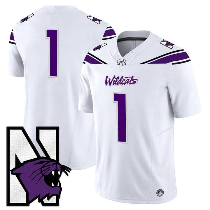 Team Jersey #1 Northwestern Wildcats Honoring 95 Vapor Stitched White by NCAA Football Jersey