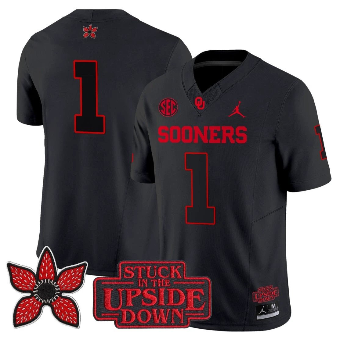 Team Jersey #1 Oklahoma Sooners Stranger Things Edition Vapor Limited Stitched by My Store NCAA Football Jerseys
