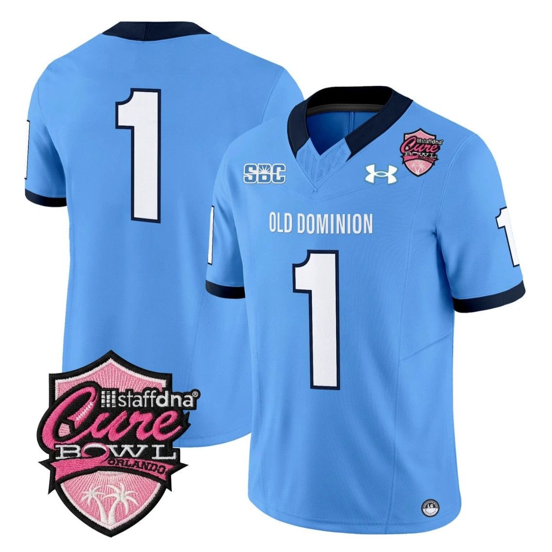 Team Jersey #1 Old Dominion Monarchs 2025 Cure Bowl Limited Stitched Blue by NCAA Football Jersey