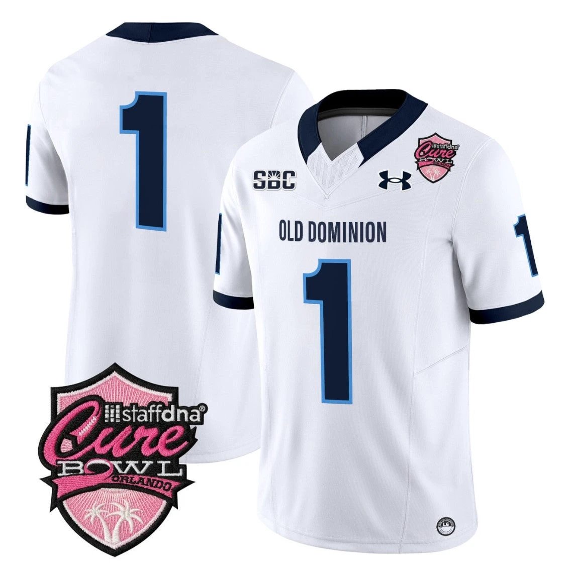 Team Jersey #1 Old Dominion Monarchs 2025 Cure Bowl Limited Stitched White by NCAA Football Jersey