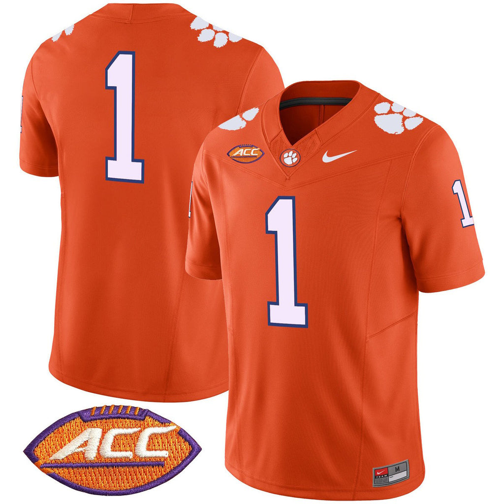 Team Jersey #1 Clemson Tigers 2025 Vapor Limited Stitched Orange by My Store NCAA Football Jerseys