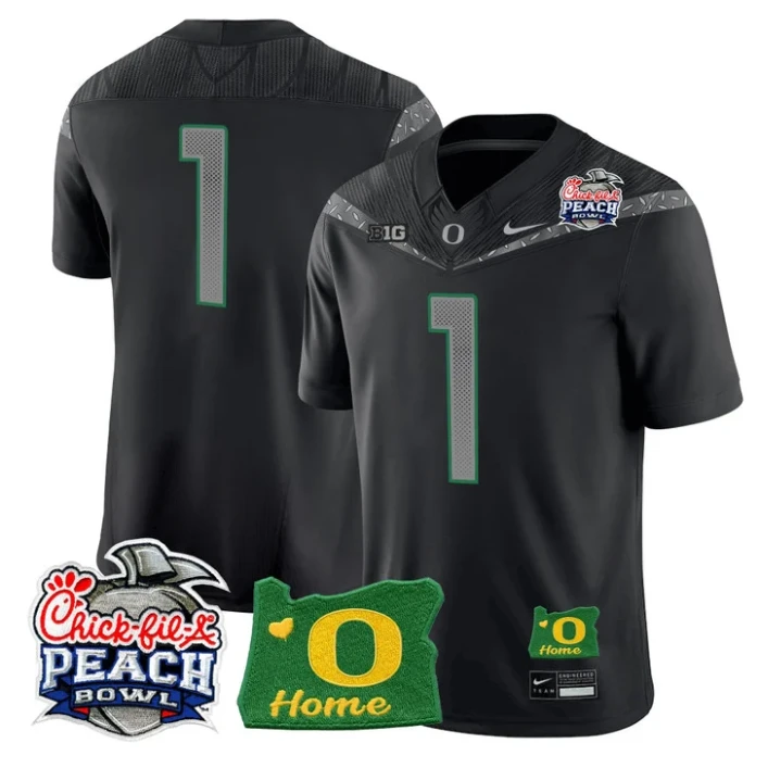 Team Jersey #1 Oregon Ducks 2026 Peach Bowl Oregon State Stitched Black by My Store NCAA Football Jerseys