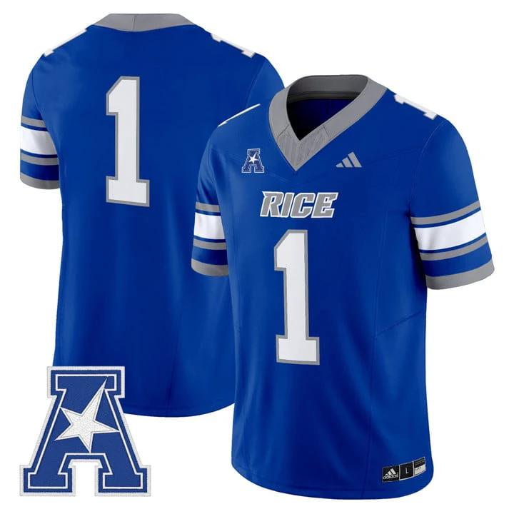 Team Jersey #1 Rice Owls 2025 Vapor Limited Stitched Light Blue by NCAA Football Jersey