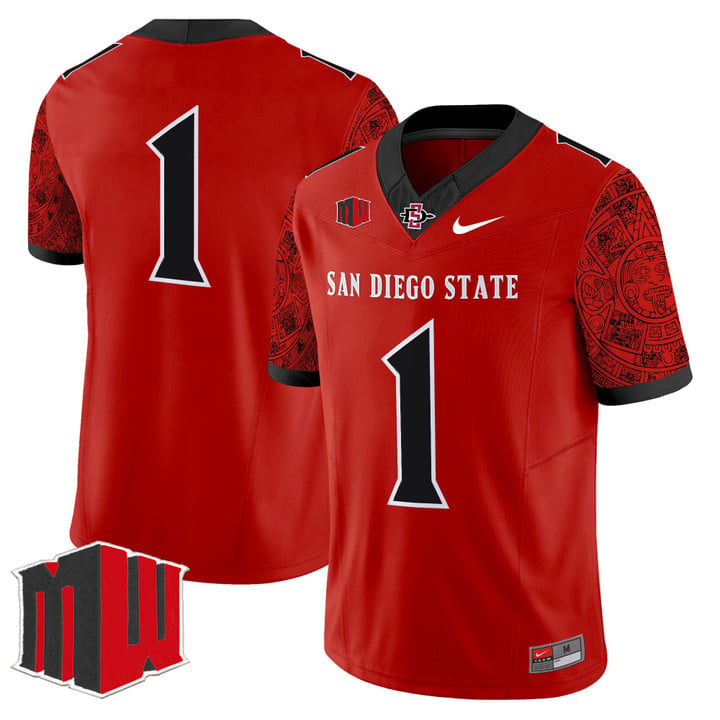 Team Jersey #1 San Diego State Aztecs 2025 Vapor Limited Stitched Red by NCAA Football Jersey