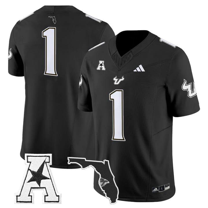 Team Jersey #1 South Florida Bulls 2025 Vapor Limited Stitched Black by My Store NCAA Football Jerseys