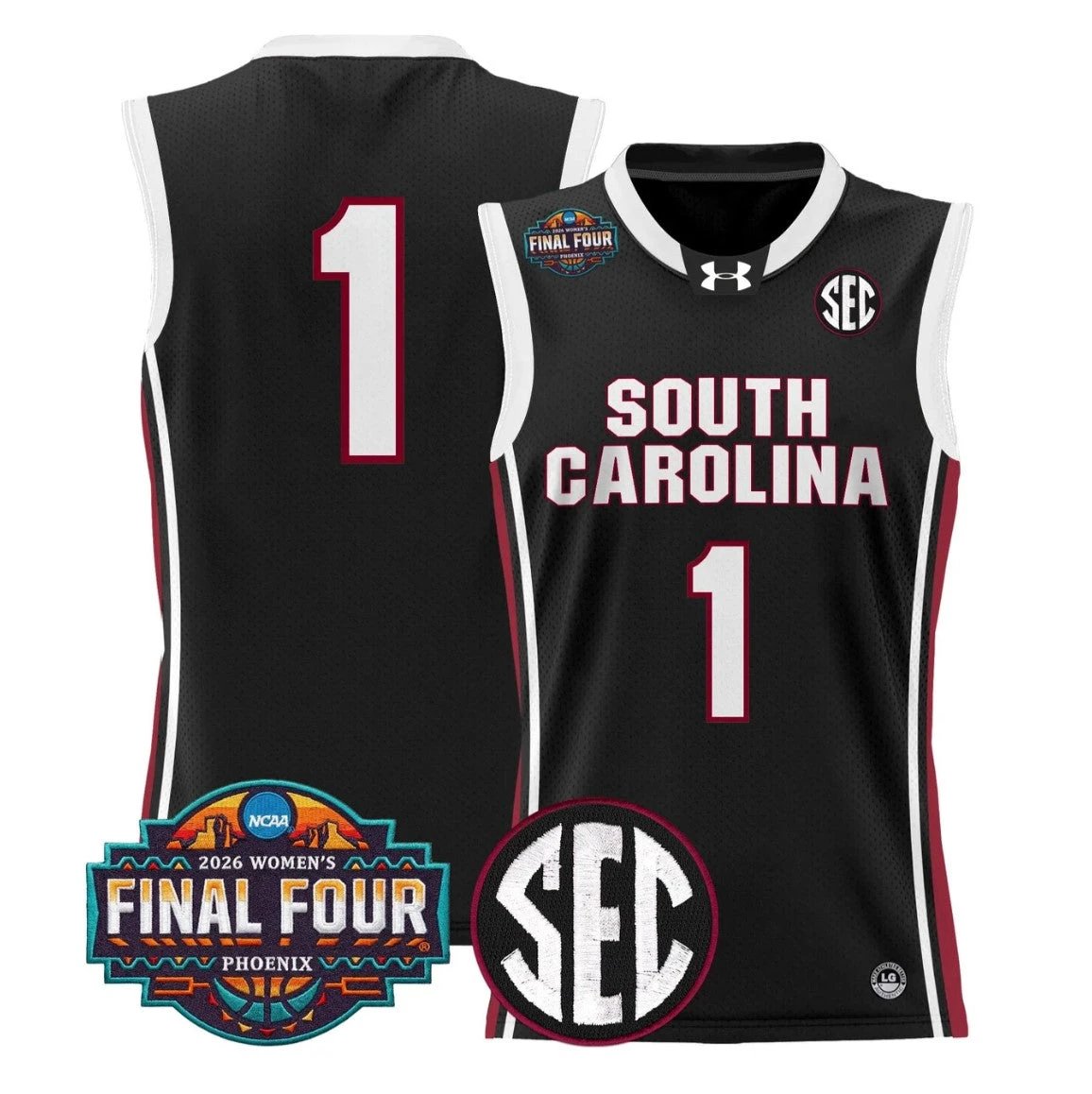 Team Jersey #1 South Carolina 2026 Final Four Basketball Stitched Black by My store basketball