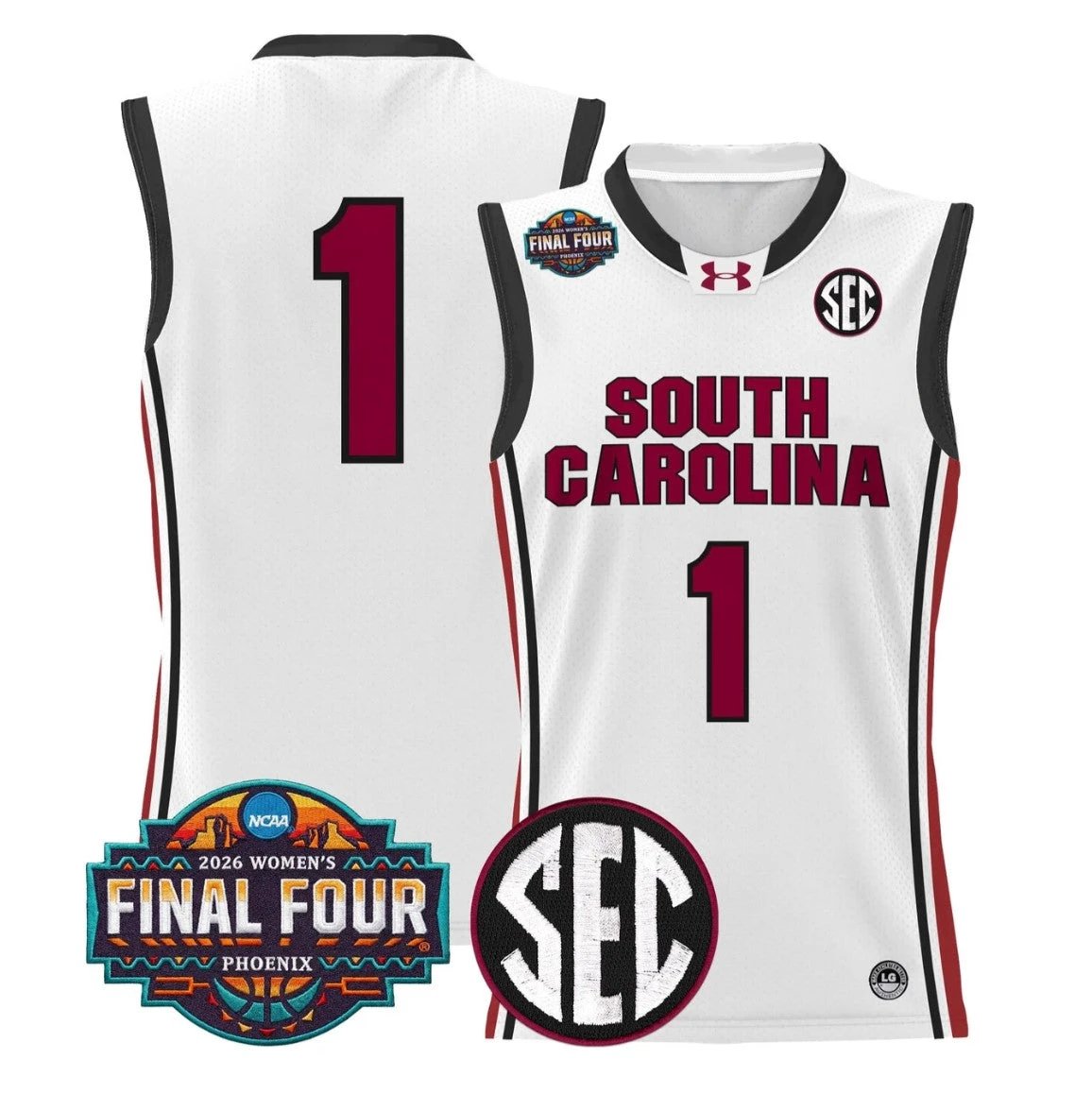 Team Jersey #1 South Carolina 2026 Final Four Basketball Stitched White by My store basketball