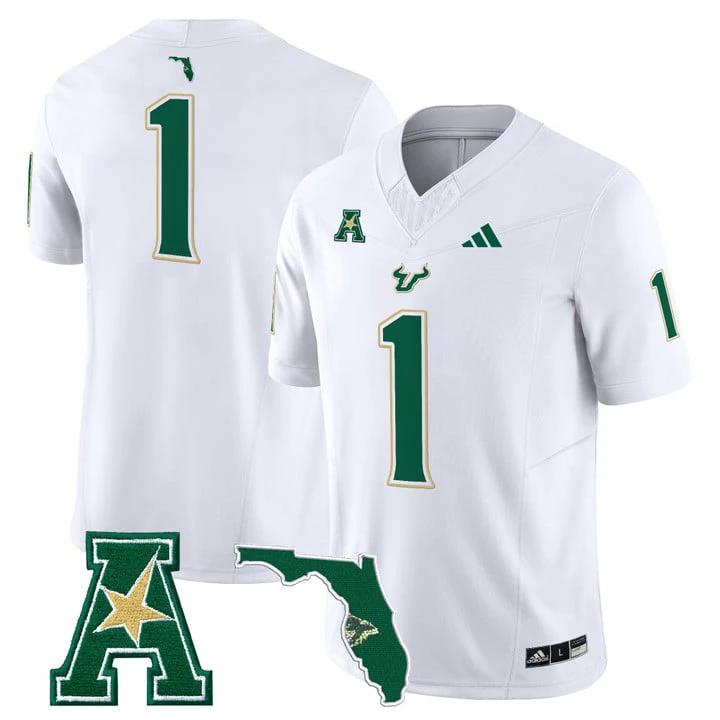 Team Jersey #1 South Florida Bulls 2025 Vapor Limited Stitched White by My Store NCAA Football Jerseys