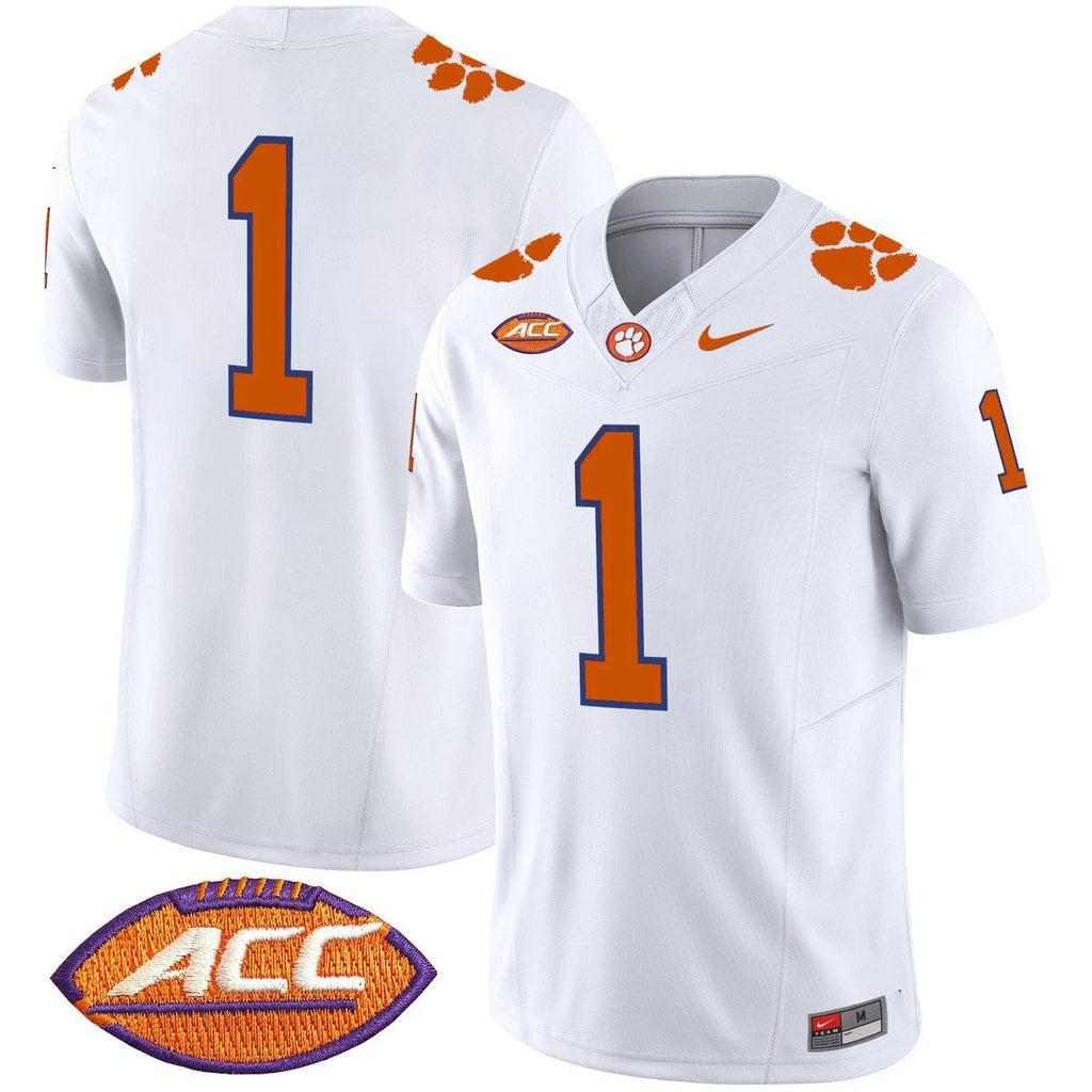 Team Jersey #1 Clemson Tigers 2025 Vapor Limited Stitched White by My Store NCAA Football Jerseys