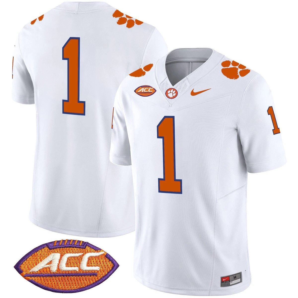Team Jersey #1 Clemson Tigers 2025 Vapor Limited Stitched White by My Store NCAA Football Jerseys