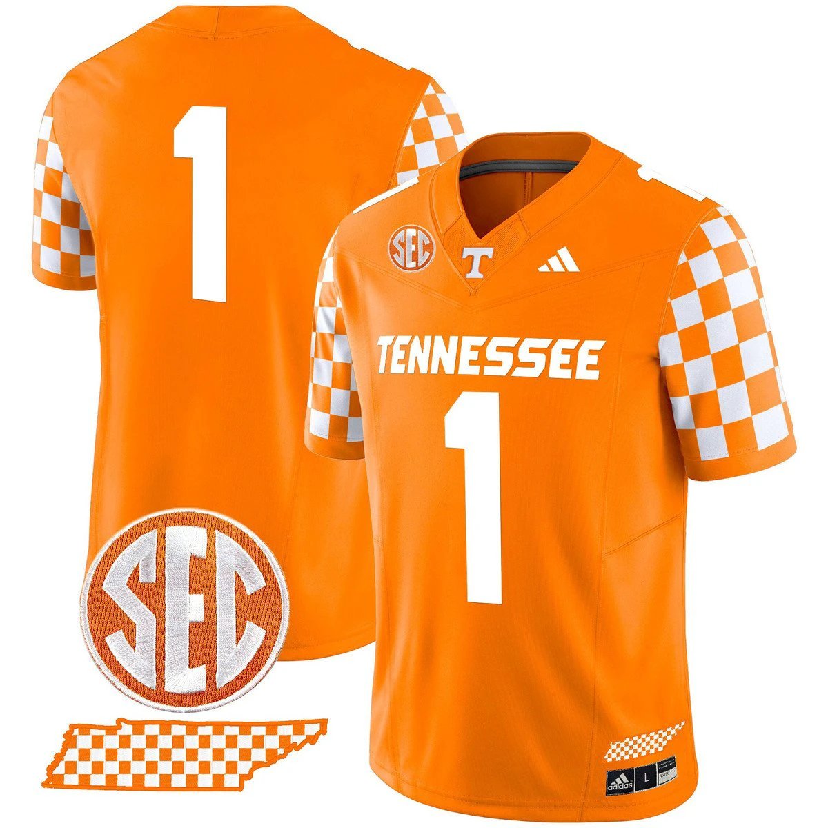 Team Jersey #1 Tennessee Vols Rebrand 2026 Checkerboard Stitched Orange by My Store NCAA Football Jerseys