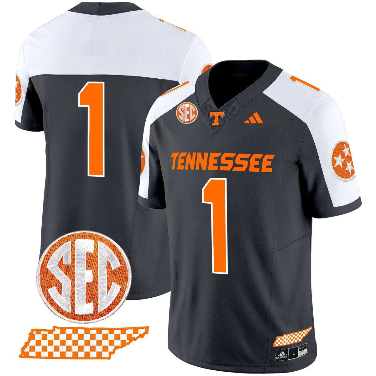 Team Jersey #1 Tennessee Vols Rebrand 2026 Checkerboard Stitched Grey Alter by My Store NCAA Football Jerseys
