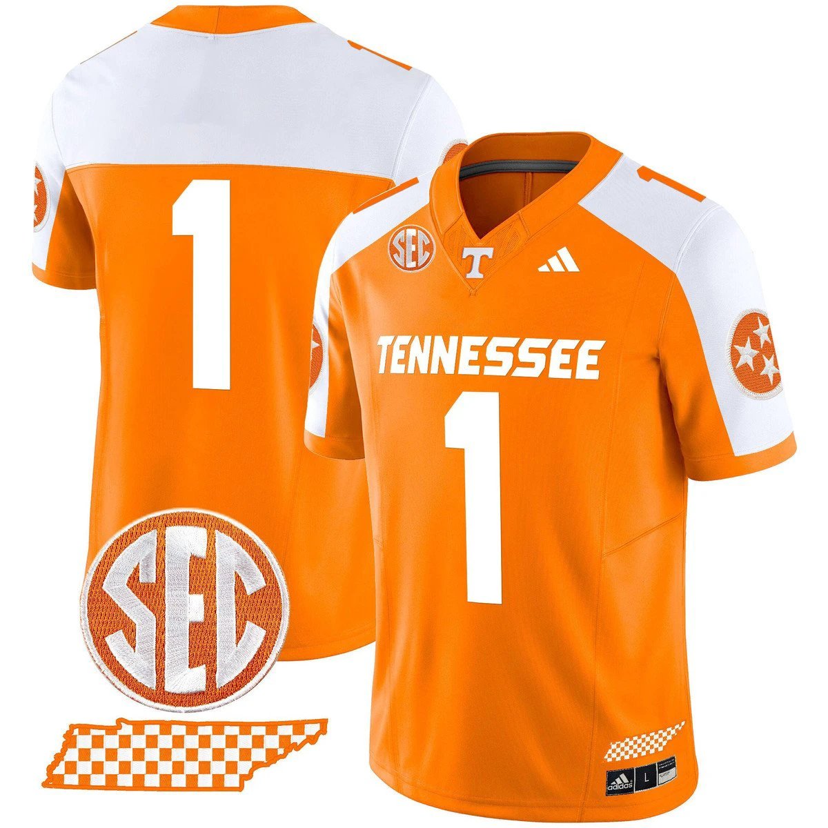Team Jersey #1 Tennessee Vols Rebrand 2026 Checkerboard Stitched Orange Alter by My Store NCAA Football Jerseys