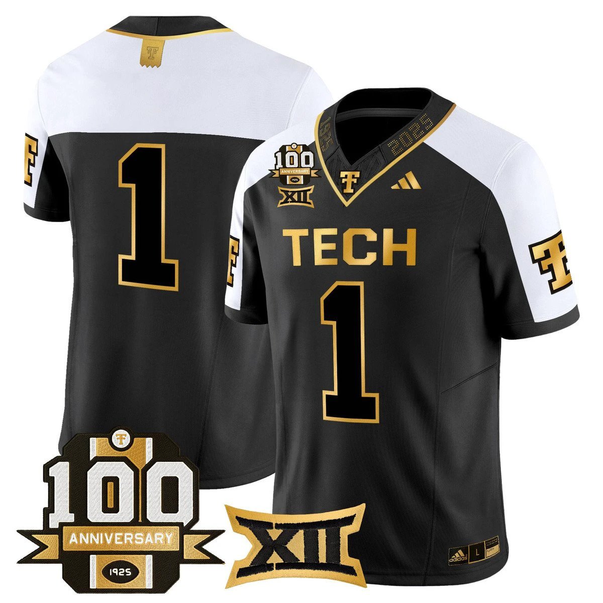 Team Jersey #1 Texas Tech 2025 100th Anniversary Patch Stitched Alternate by My Store NCAA Football Jerseys