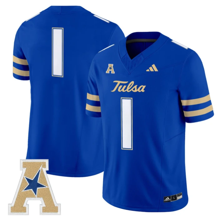 Team Jersey #1 Tulsa Golden Hurricane 2025 Vapor Limited Stitched Royal by My Store NCAA Football Jerseys