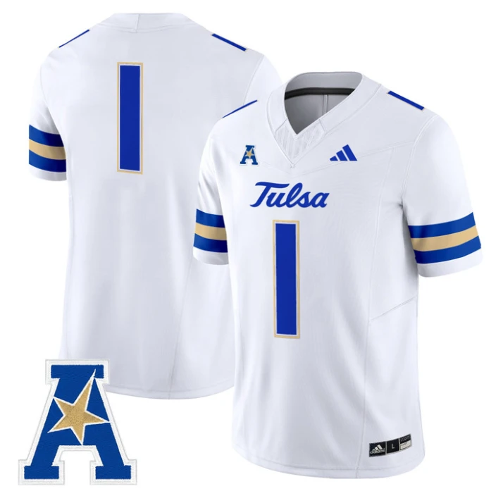 Team Jersey #1 Tulsa Golden Hurricane 2025 Vapor Limited Stitched White by My Store NCAA Football Jerseys