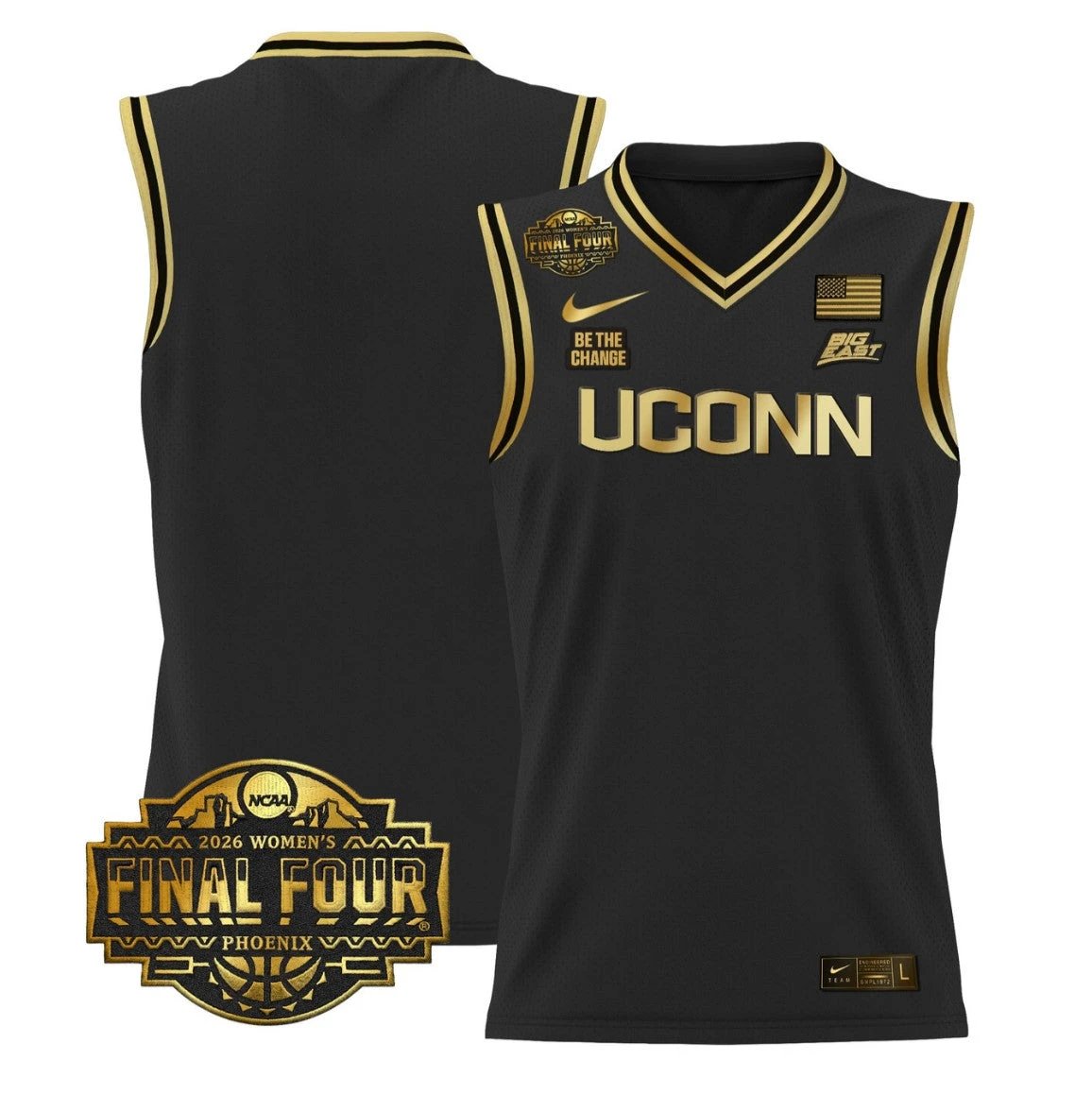 Team Jersey #1 UConn Huskies 2026 Final Four Basketball Stitched Black Gold by My store basketball