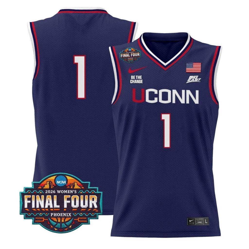 Team Jersey #1 UConn Huskies 2026 Final Four Basketball Stitched Navy by My store basketball