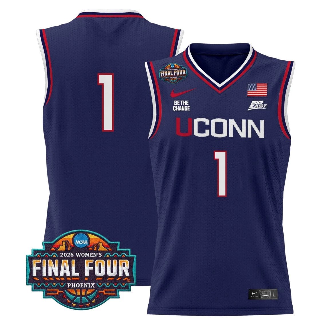 Team Jersey #1 UConn Huskies 2026 Final Four Basketball Stitched Navy by My store basketball