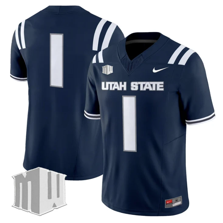 Team Jersey #1 Utah State Aggies 2025 Vapor Limited Stitched Navy by My Store NCAA Football Jerseys