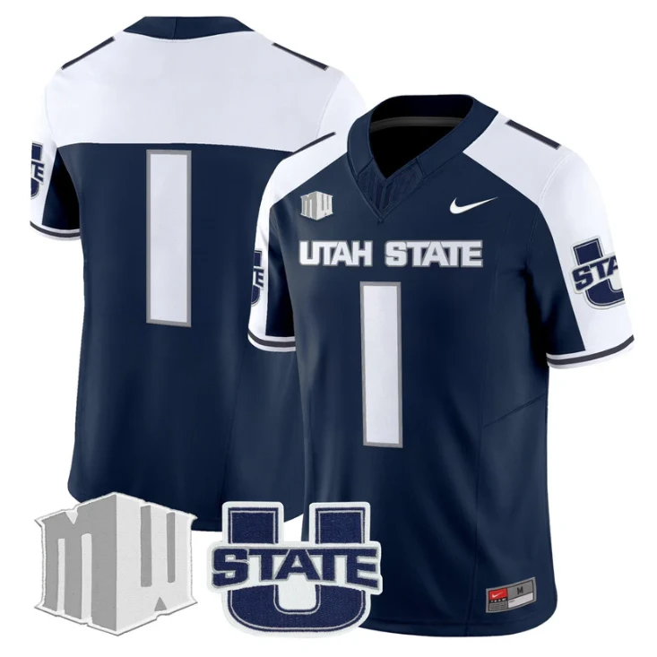 Team Jersey #1 Utah State Aggies 2025 Vapor Limited Stitched Navy Alter by My Store NCAA Football Jerseys