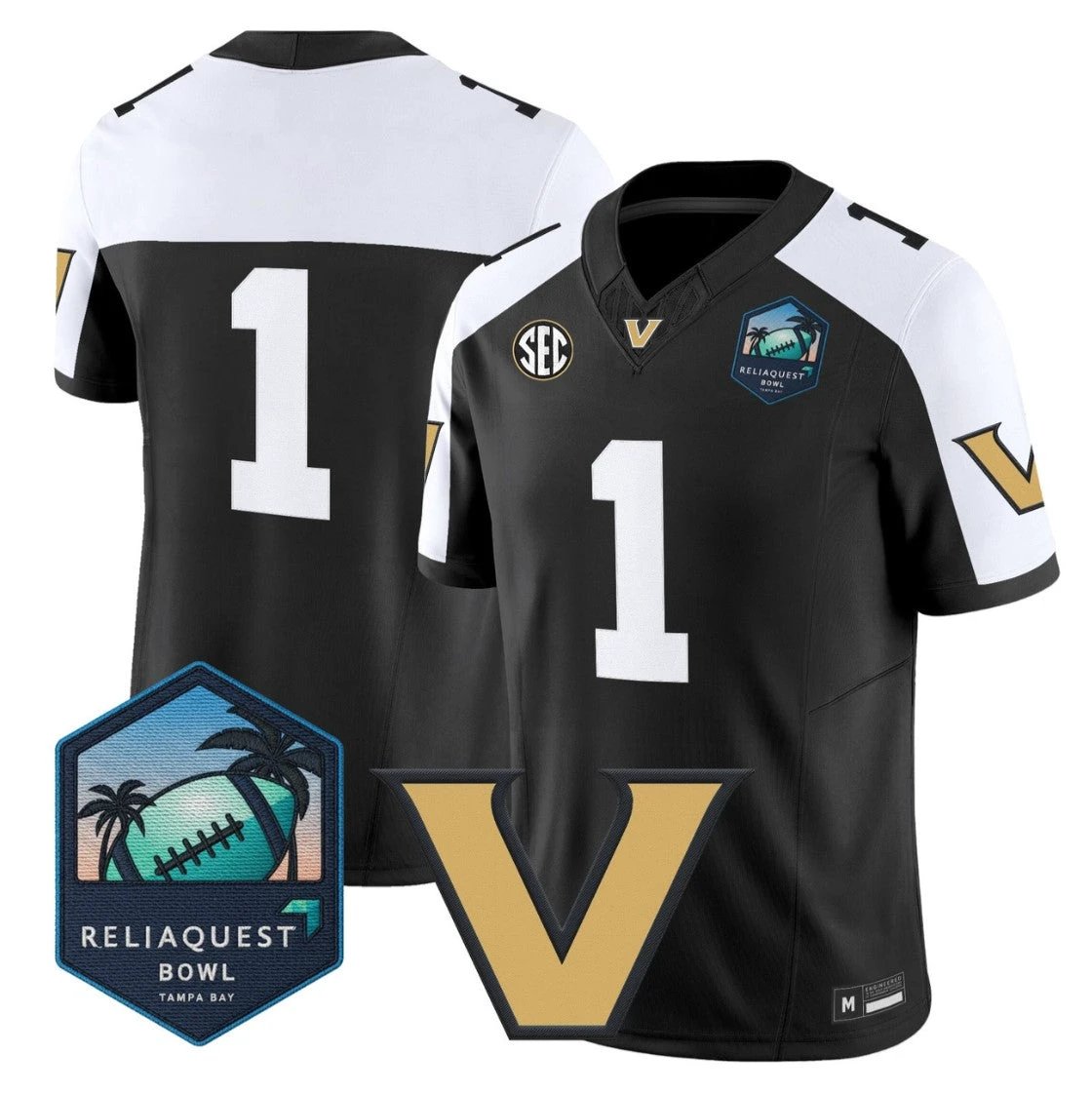 Team Jersey #1 Vanderbilt Commodores 2025 ReliaQuest Bowl Stitched Alternate by NCAA Football Jersey
