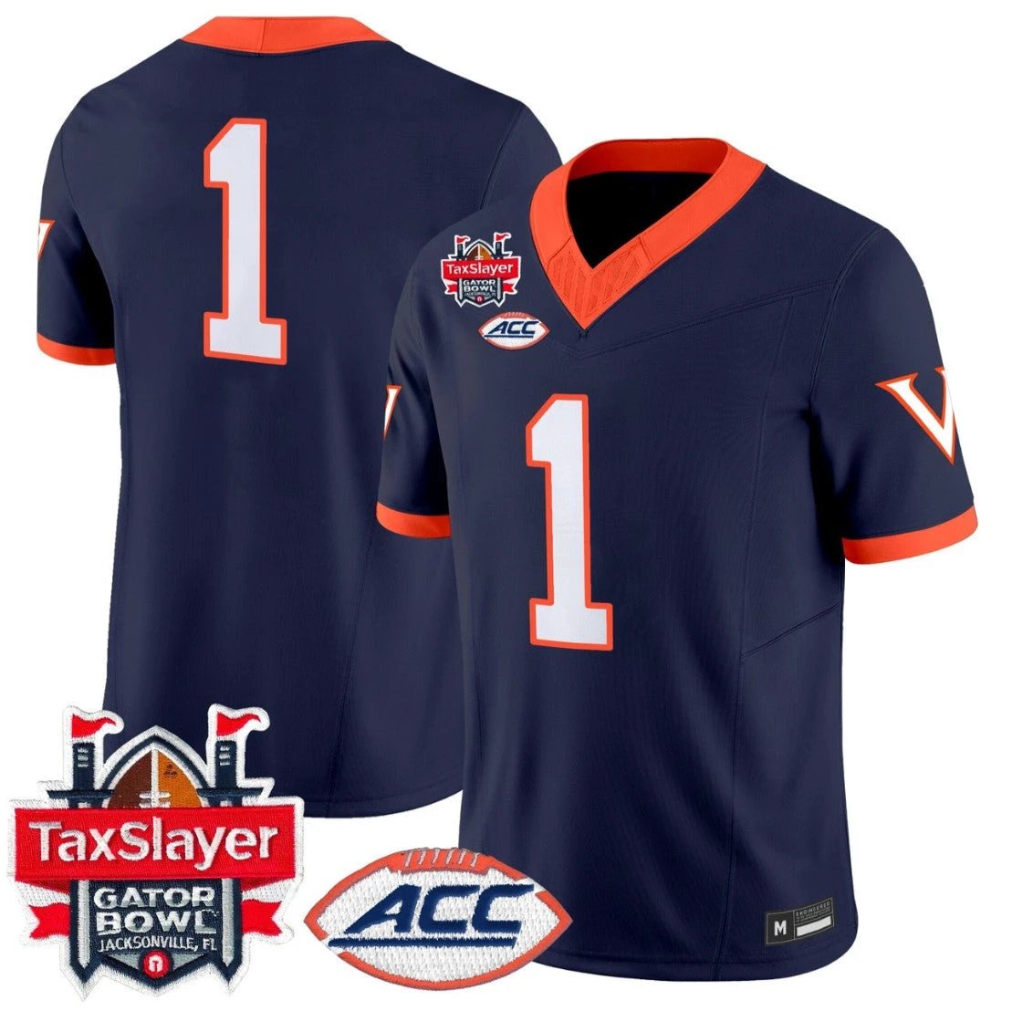 Team Jersey #1 Virginia Cavaliers 1995 Throwbacks Gator Bowl Stitched Navy by NCAA Football Jersey
