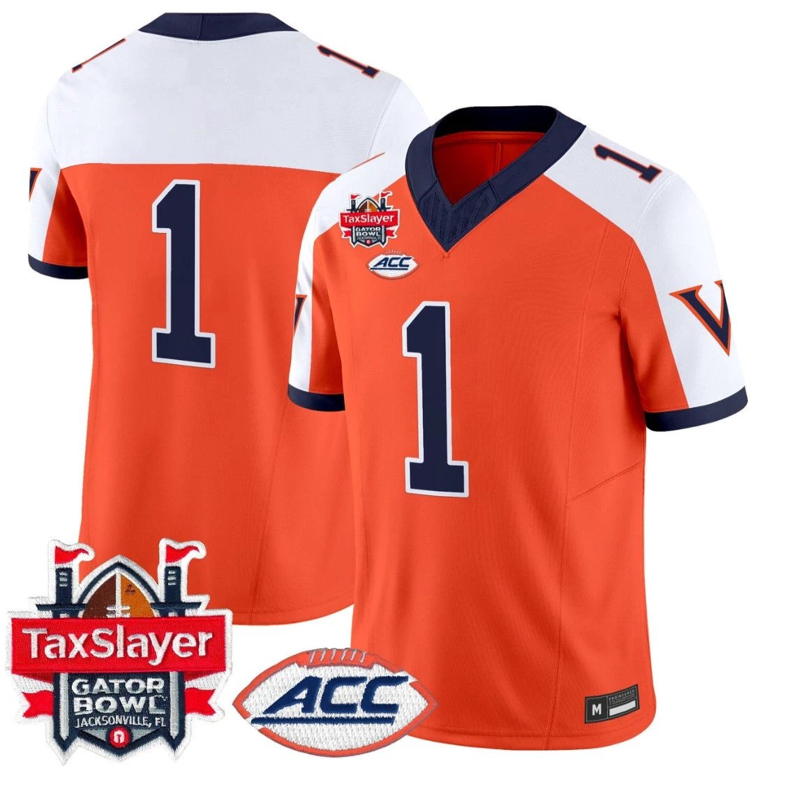 Team Jersey #1 Virginia Cavaliers 1995 Throwbacks Gator Bowl Stitched Orange Alternate by NCAA Football Jersey