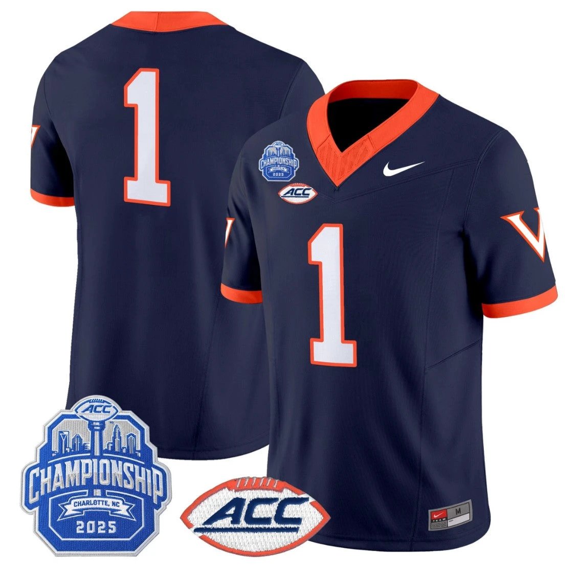 Team Jersey #1 Virginia Cavaliers 2025 ACC Championship Stitched 1995 Throwback by NCAA Football Jersey
