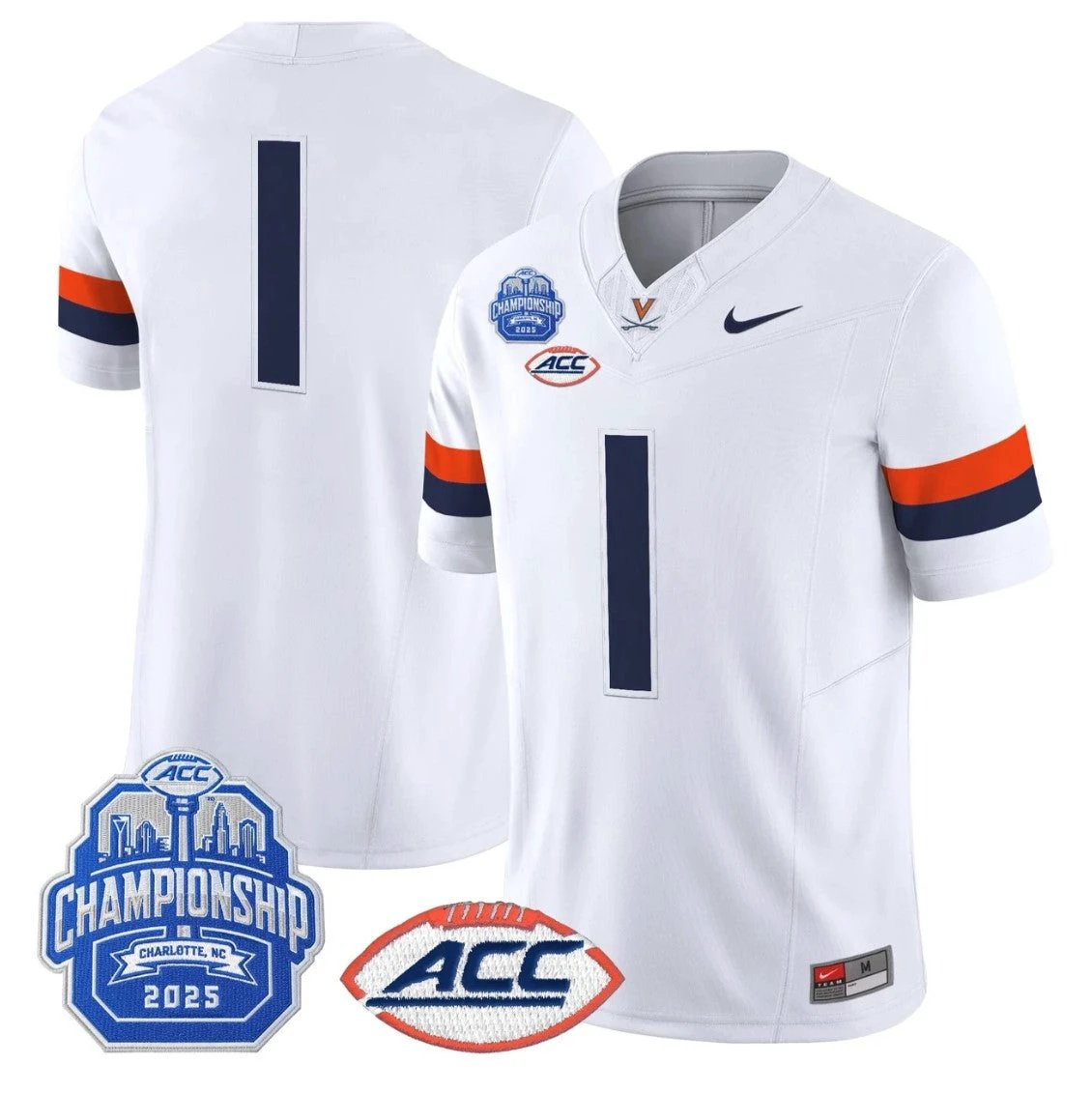 Team Jersey #1 Virginia Cavaliers 2025 ACC Championship Stitched White by NCAA Football Jersey