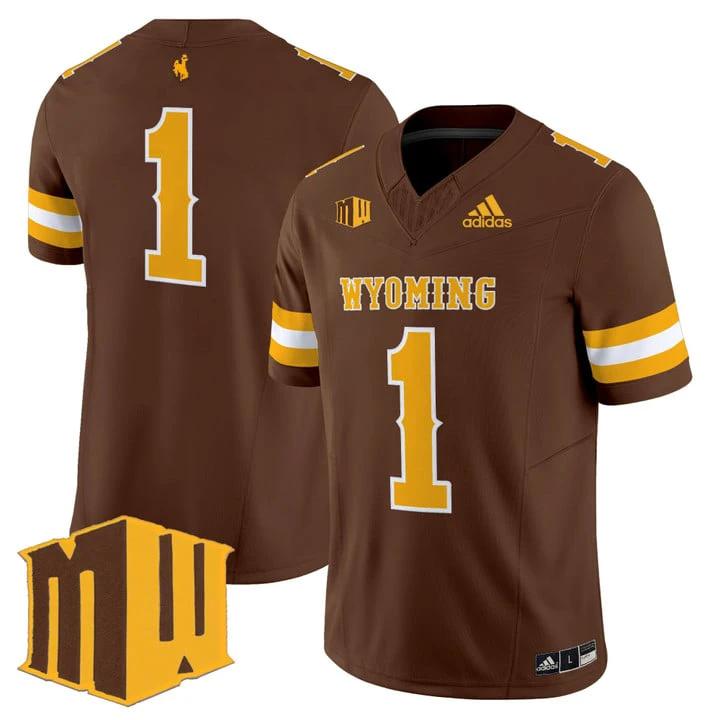 Team Jersey #1 Wyoming Cowboys 2025 Vapor Limited Stitched Brown by NCAA Football Jersey